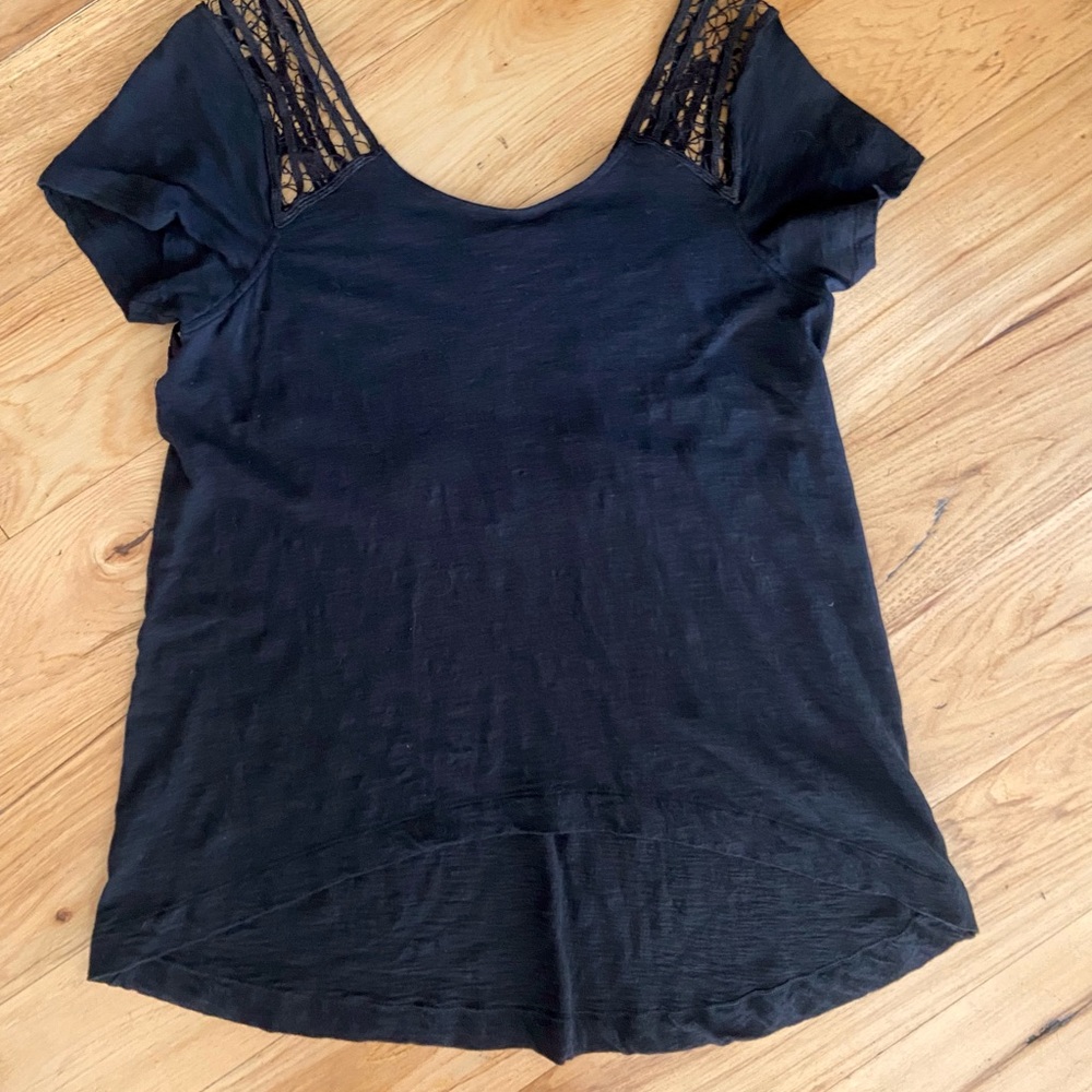 Express black Asymmetrical Short Sleeve Tee